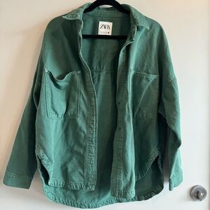 ZARA Oversized Green Jean Jacket